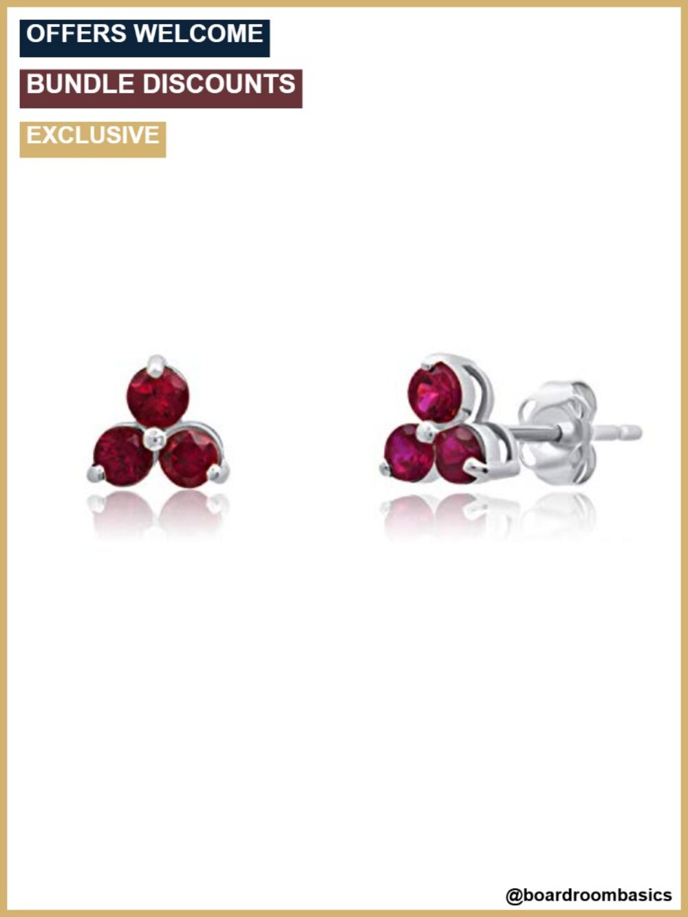 14K White Gold Small Round Gemstone Stud Earrings